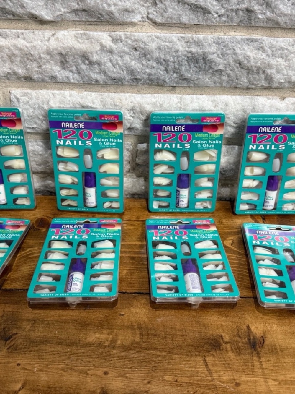8 Packs Of 120 Nailene Glue-On French Tips Natural Curve Nail Kits 960 Nails NEW